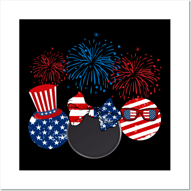 Hockey American Flag Fireworks Wall Art by Flavie Kertzmann